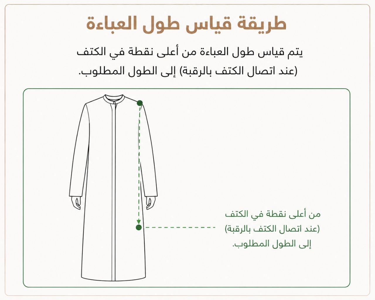 طريقة قياس طول العباءة من أعلى الكتف إلى الطول المطلوب
